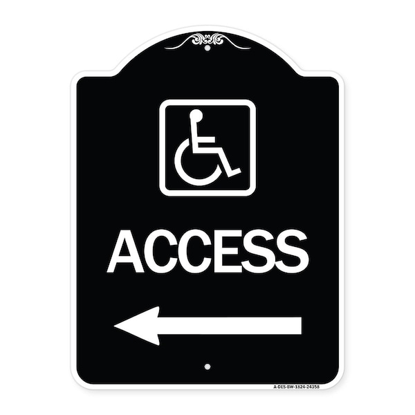 Signmission Access W/ Updated Isaand Left Arrow Heavy-Gauge Aluminum Architectural Sign, 24" H, BW-1824-24358 A-DES-BW-1824-24358 - main